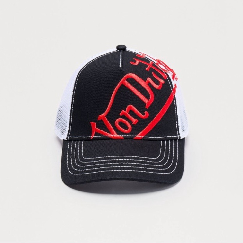 Von Dutch Black and White Cap with Red Logo